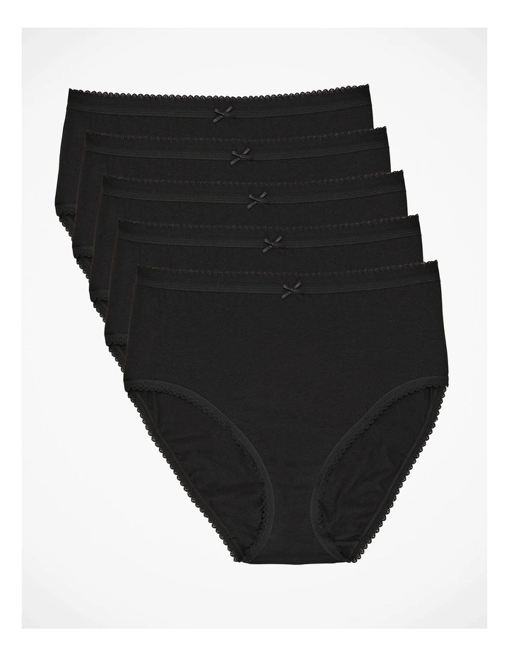 5 Pack Cotton Solid Briefs Black