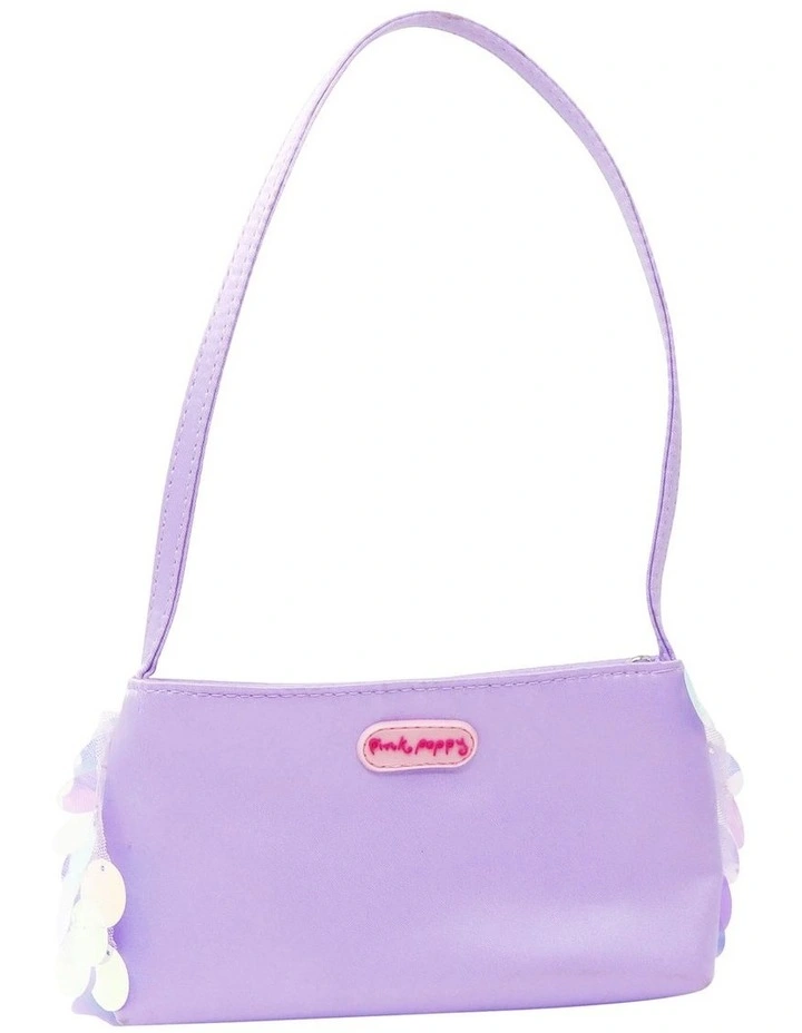 Shimmering Mermaid Iridescent Disc Sequin Handbag in Lilac