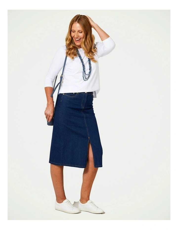 Denim A-Line Skirt in Indigo