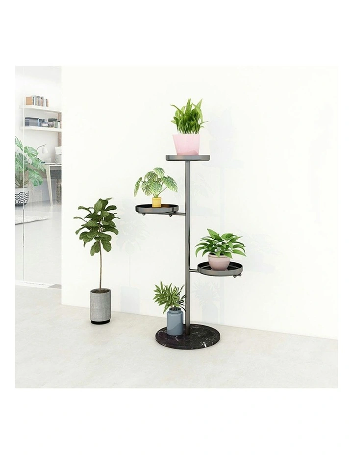 3 Tier Round Plant Stand Flowerpot Tray in Black