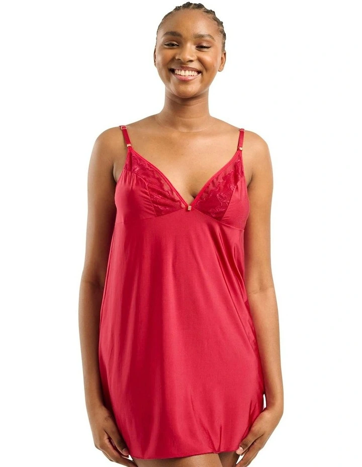 Precieuse Plus Size Short Chemise Nightie in Persian Red
