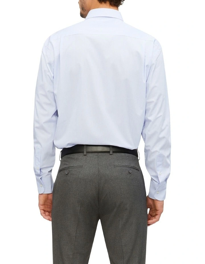 Wash N Wear Check Classic Long Sleeve Business Shirt in Light Blue