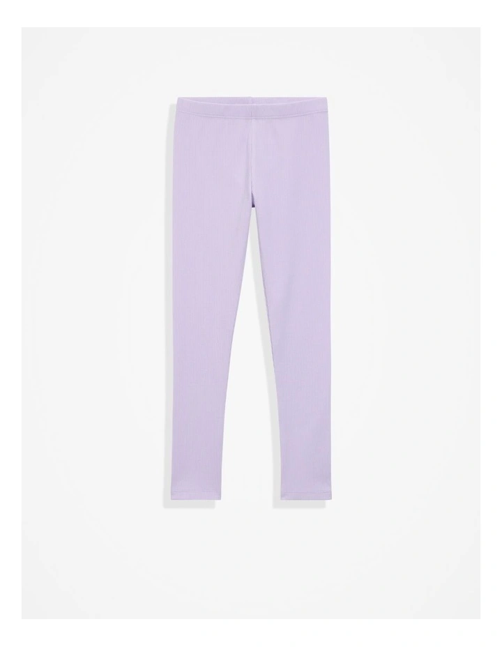 Organically Grown Cotton Blend Solid Rib Legging in Lilac