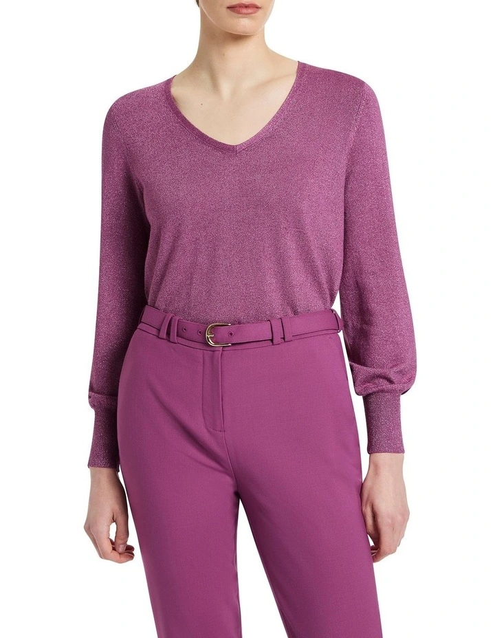 Lorraine Knit Top in Dusk Sparkle Purple