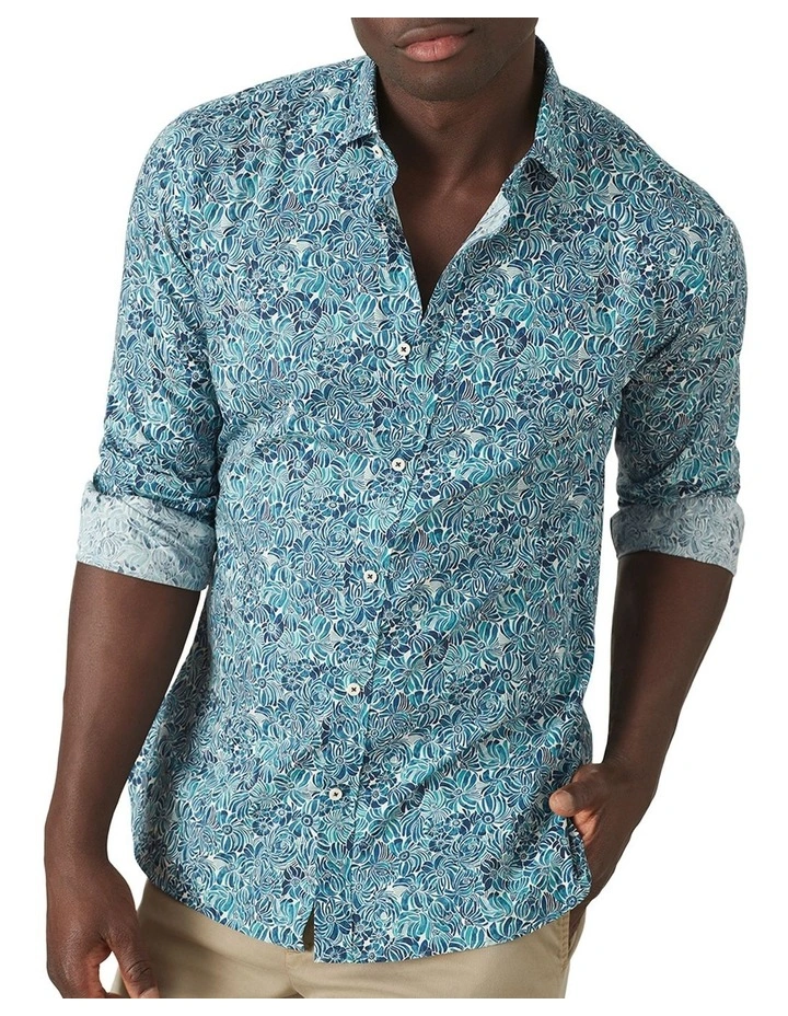 Taormina Print Shirt in Seafoam
