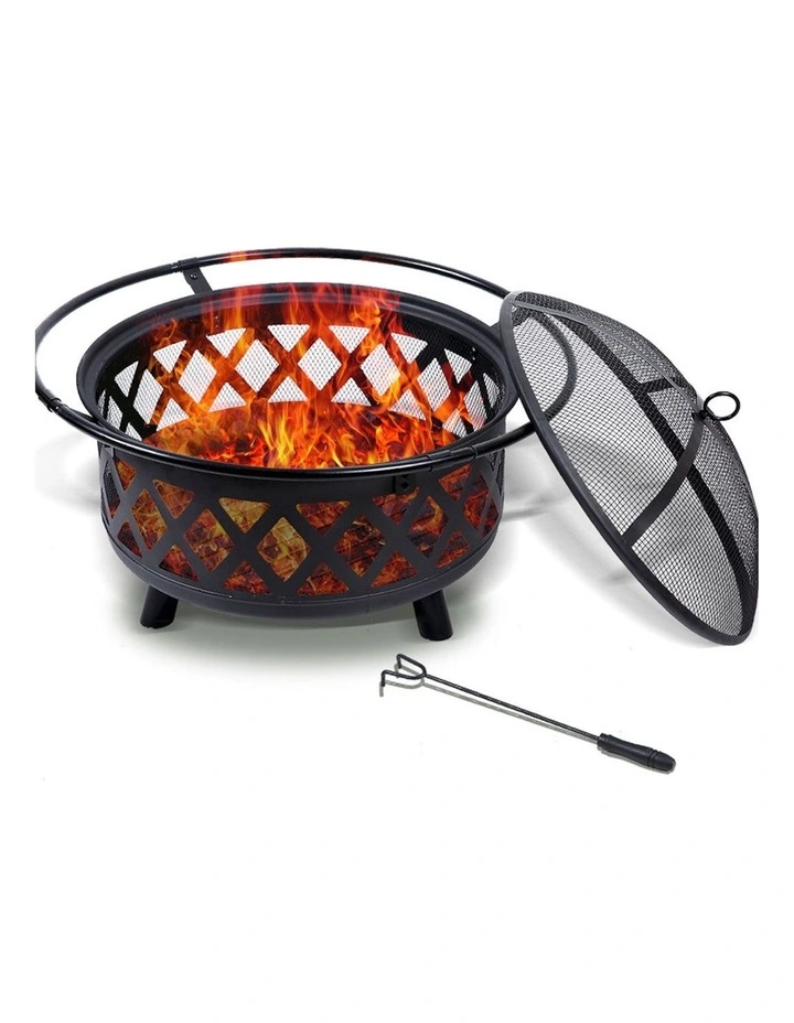 Portable Fire Pit BBQ Grill in Black