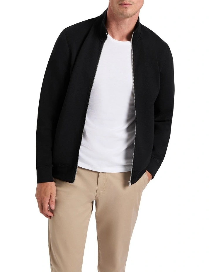 Neo Zip Thru Sweater in Black