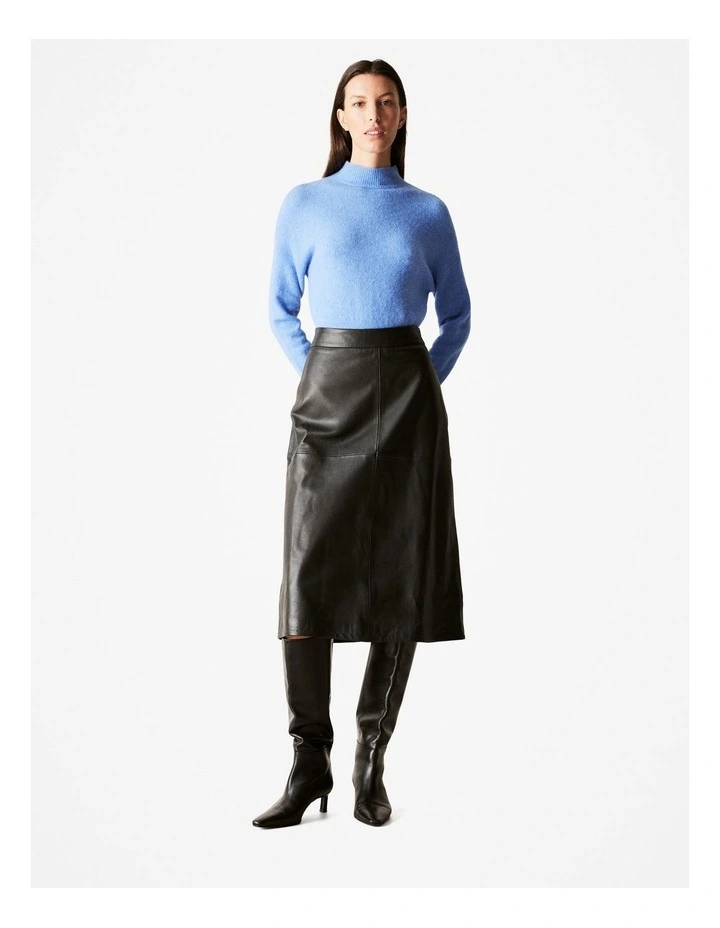 Alpaca Merino Blend Mock Neck Knit in Wedgewood Blue