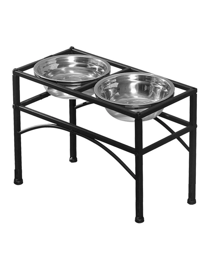 Dual Pet Puppy Feeder Bowl Stand in Stainless Steel