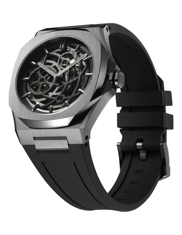 Skeleton Rubber 41.5mm Gun Metal Watch