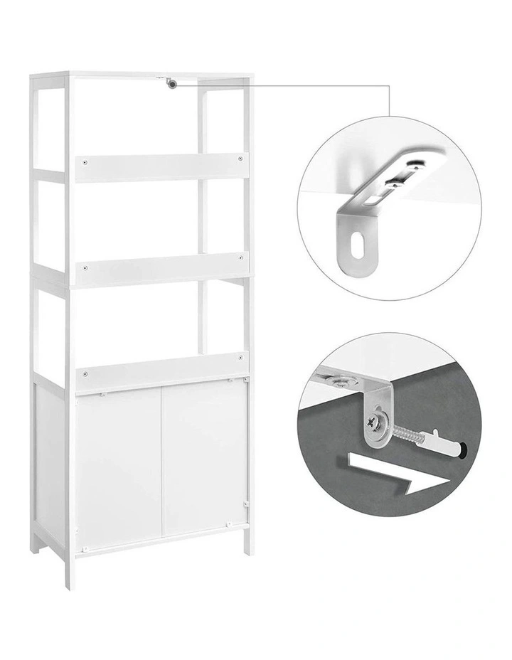 Double Doors Floor Cabinet with Drawer in White