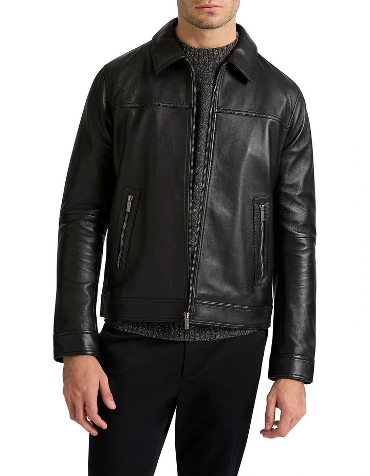 Lenox Leather Jacket in Black