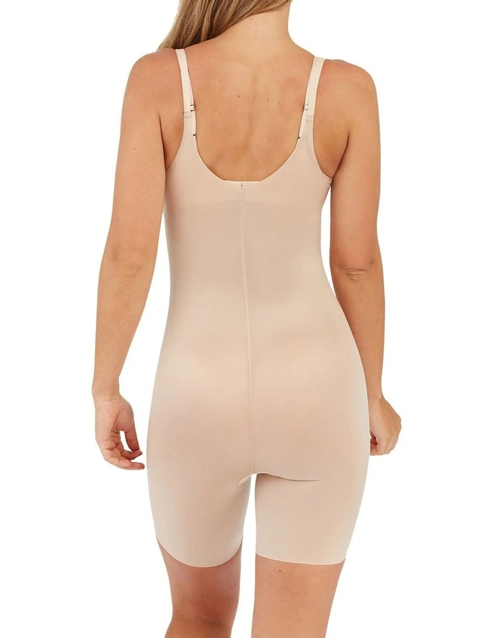 Thinstincts 2.0 Open-Bust Mid-Thigh Bodysuit in Champaigne Beige
