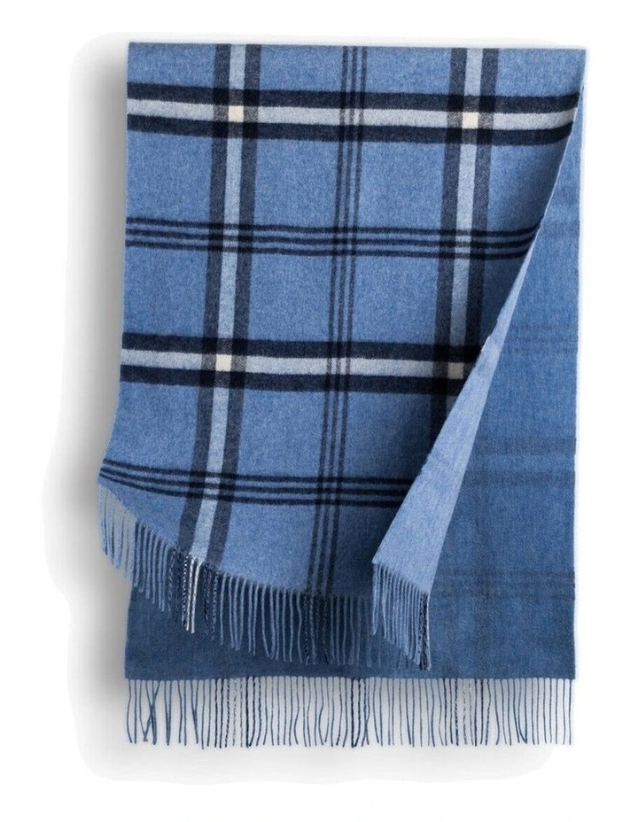 Australian Merino Wool Reversible Wrap in Steel Blue