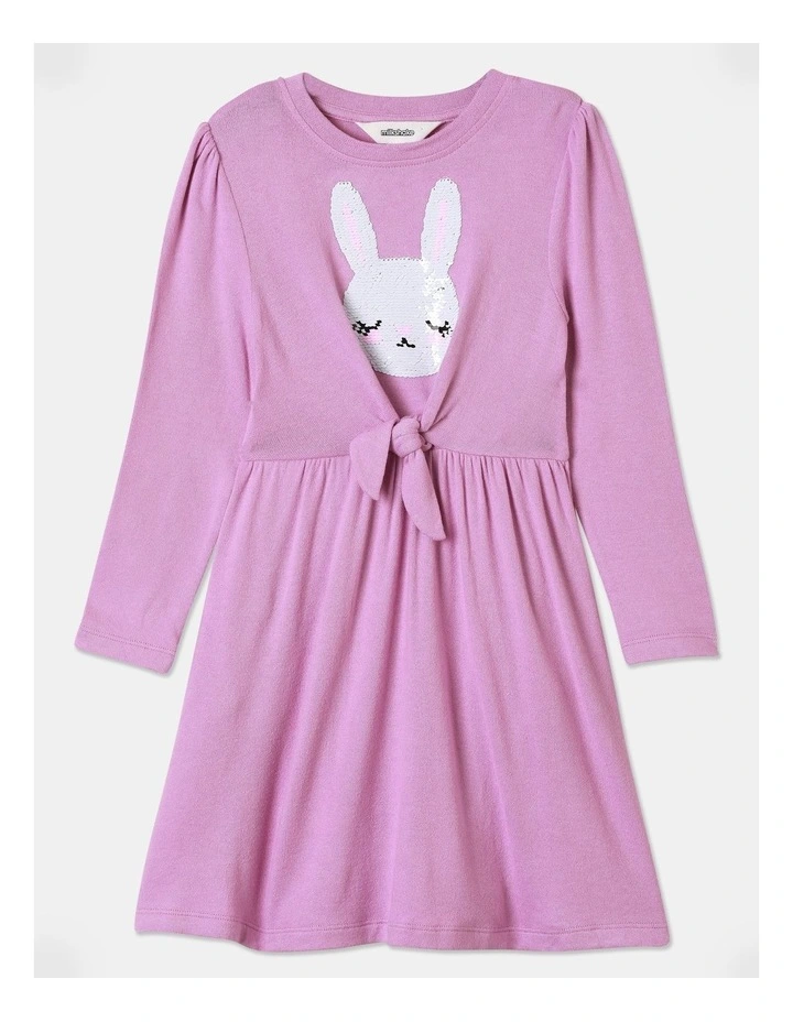 Milkshake Bunny Sequin Tie Front Dress in Lilac