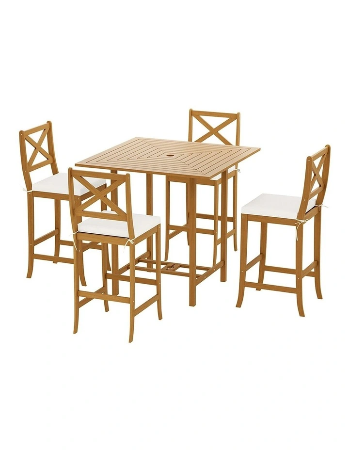 5-Piece Outdoor Bar Set in Brown