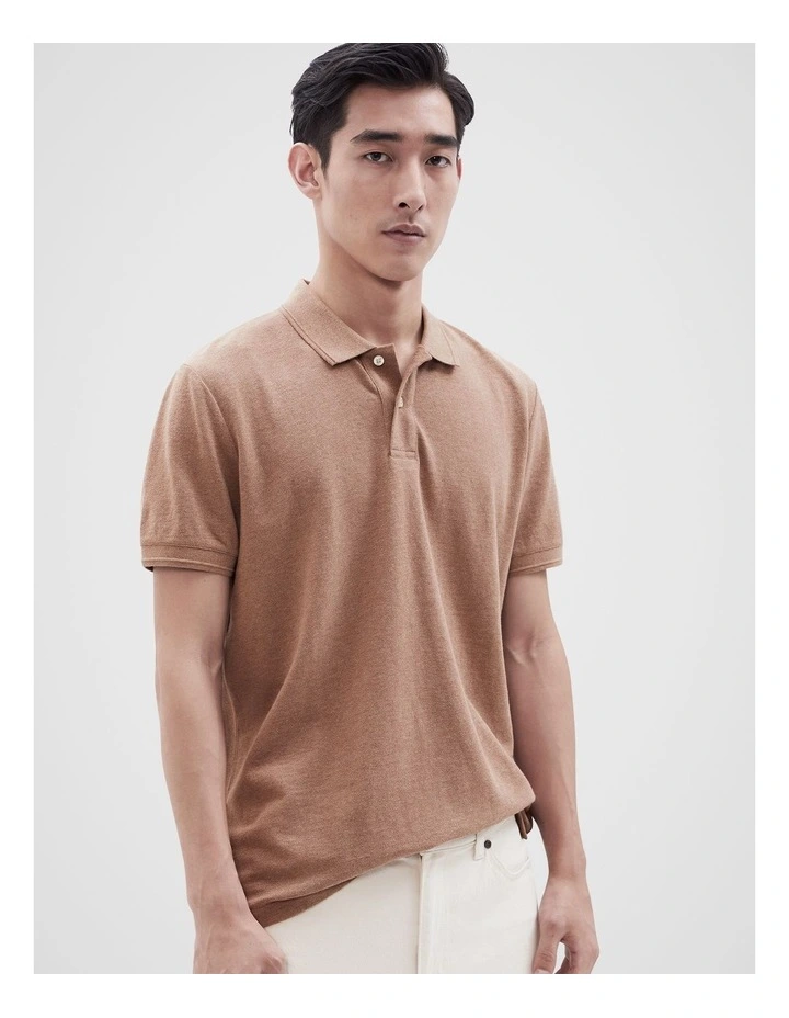 Pique Polo Shirt in Oatl Marle