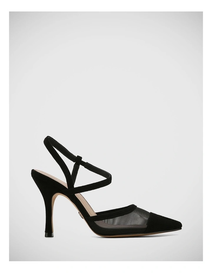 Tanisha Suede Leather Heel in Black