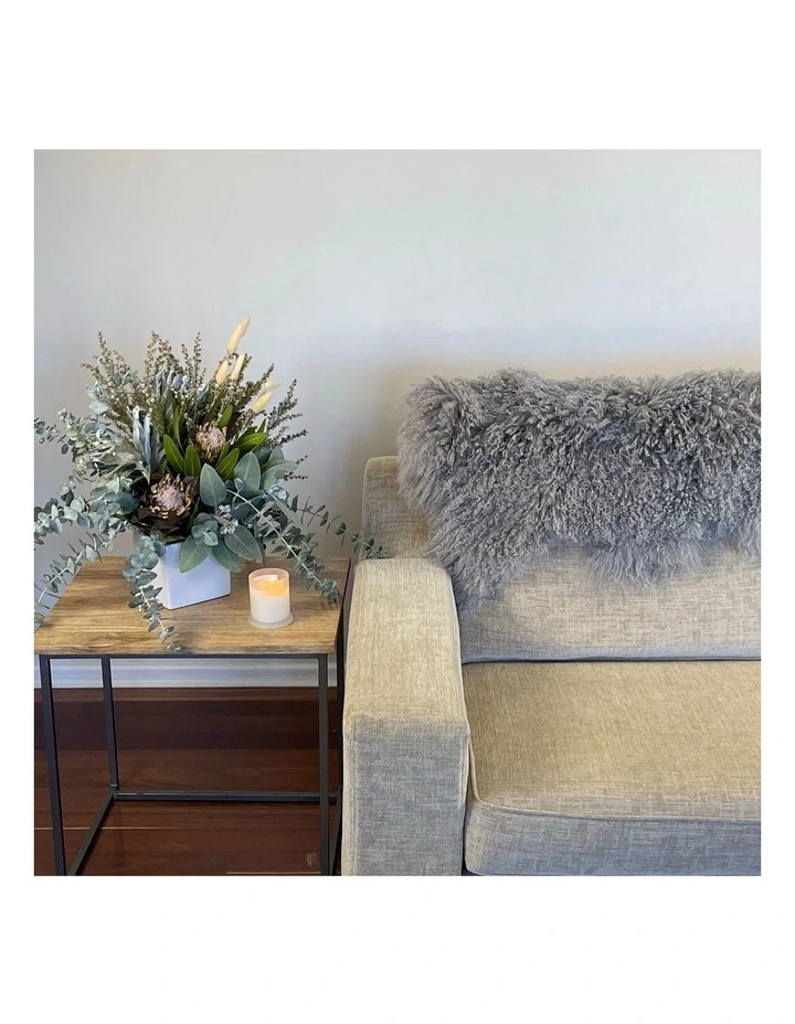 Long Wool Mongolian Sheepskin Rug in Grey