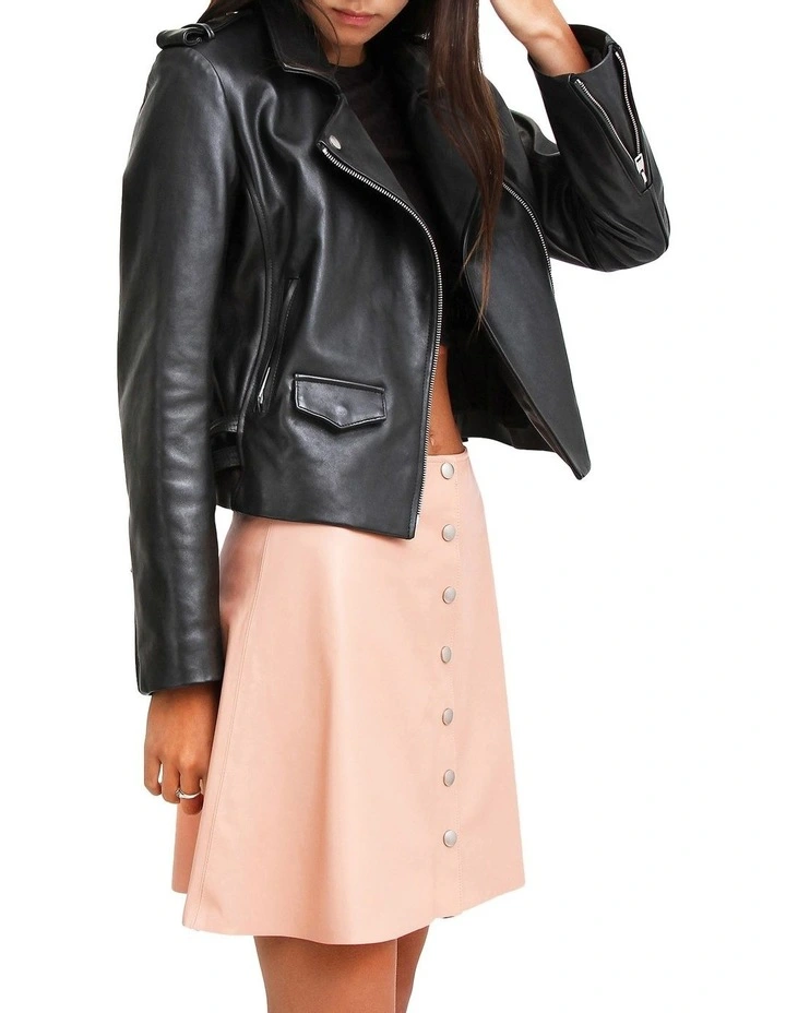 Just Friends JUF100BLK Black Leather Jacket