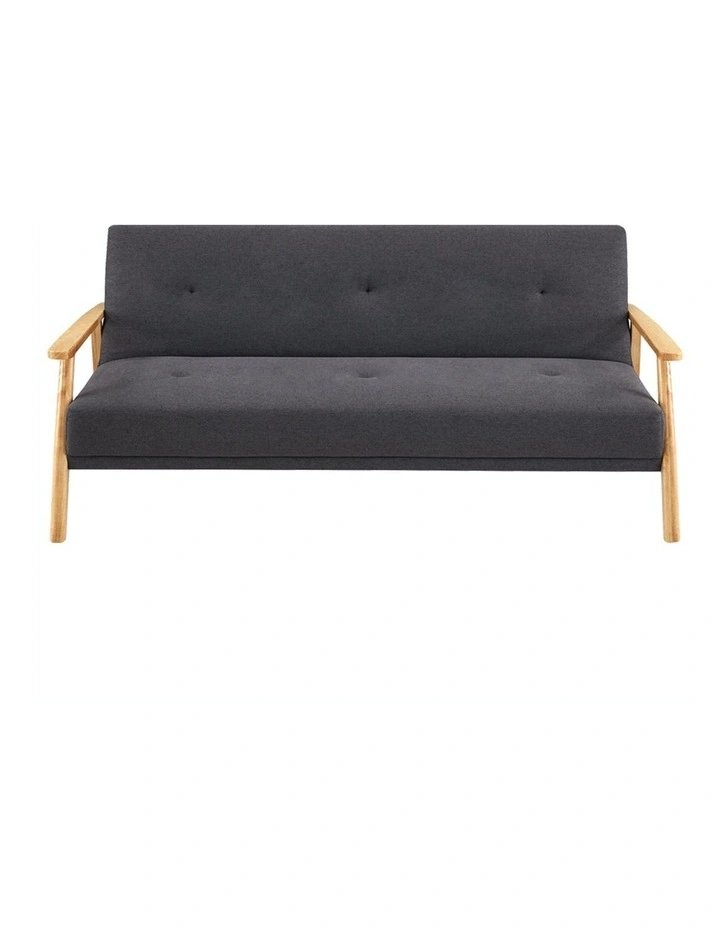 3 Seater Linen Fabric Sofa Bed Lounge Couch Futon Dark Grey