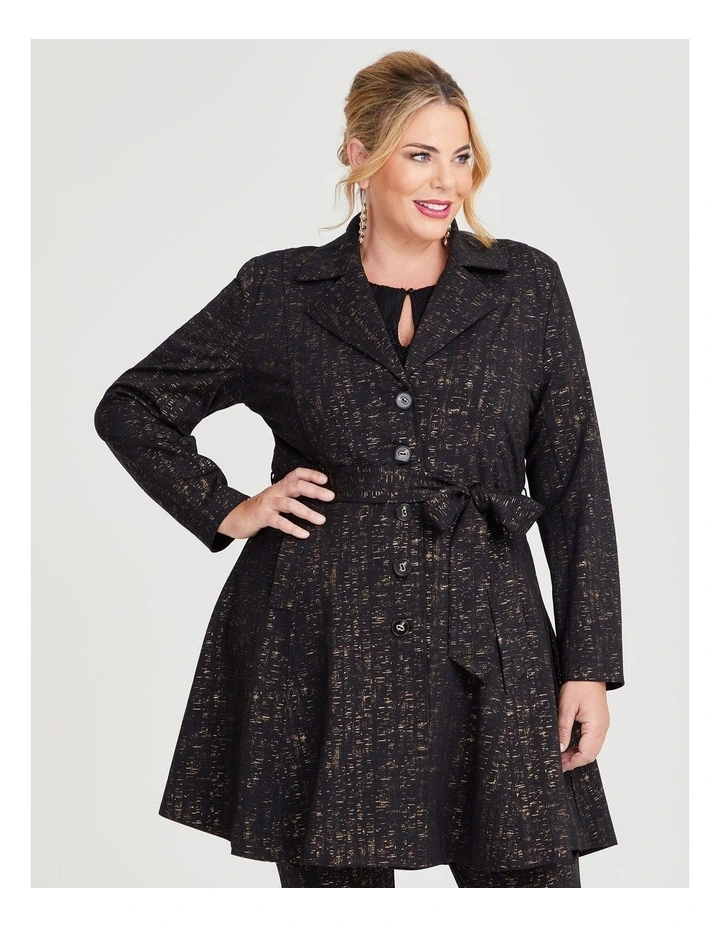 Gold Dust Trench Coat in Black/Gold