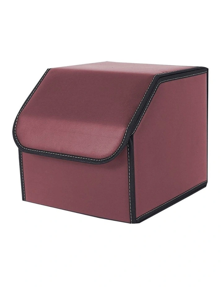 Leather Car Boot Storage Box Small in Red