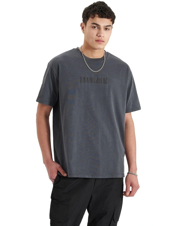 Post-Industrial Heavy Box Fit Tee in Pigment Asphalt