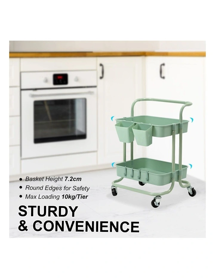 Kandoka 2 Tier storage Trolley Cart in Green
