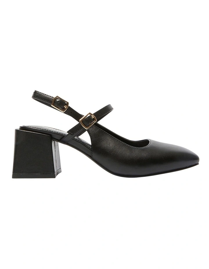 Lenora Heeled Shoes in Black Leather