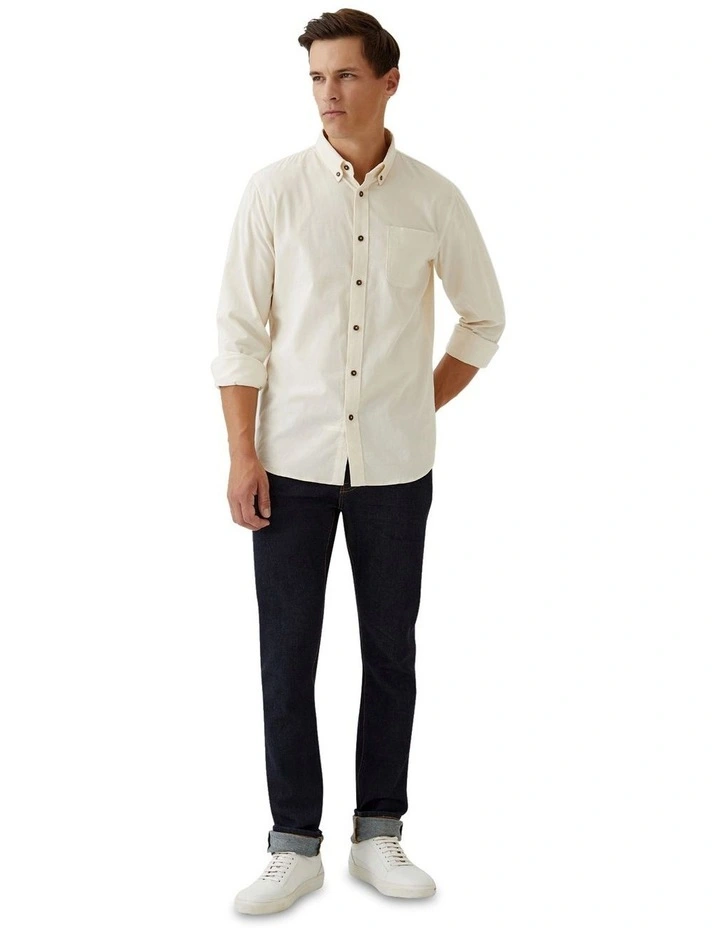 Portland Corduroy Cotton Shirt in Cream