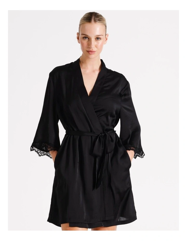 Signature Satin Robe in Black