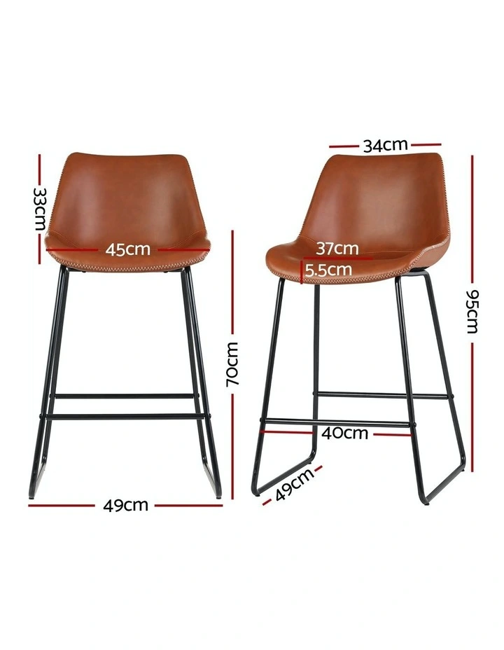 Metal Kitchen Bar Stools x2 in Brown