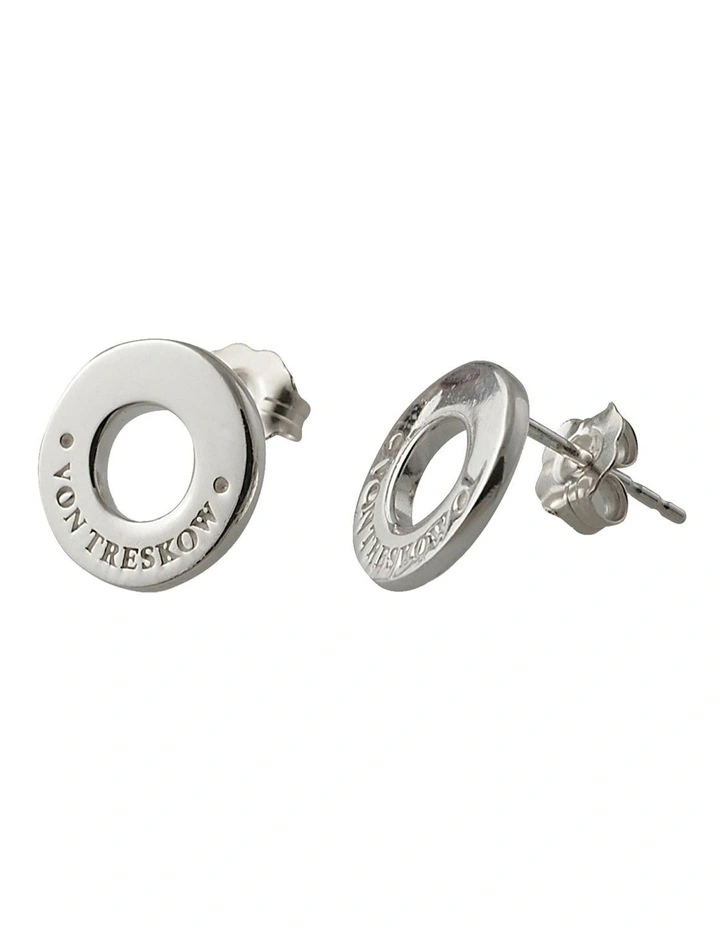 Disc Stud Earrings in Silver