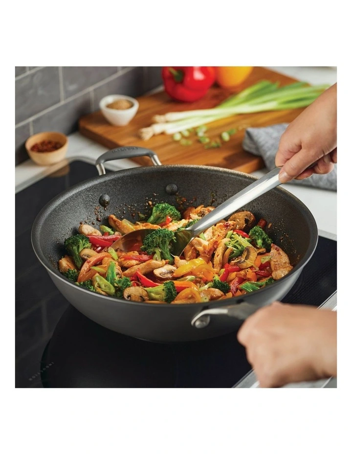 ScratchDefense A1 Nonstick Induction Open Stirfy with Helper Handle 34cm in Grey