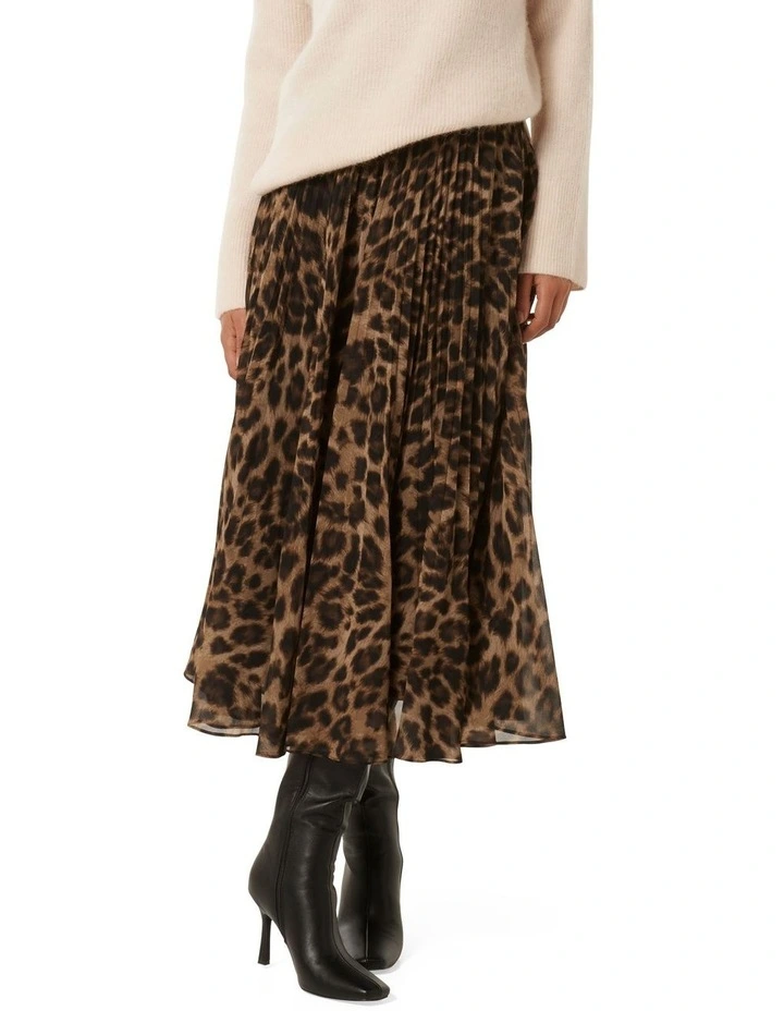 Aurora Pleated Skirt in Brown