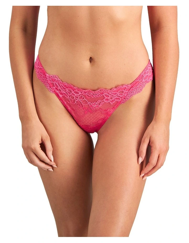 My Fit Lace Thong in Fuchsia Purple