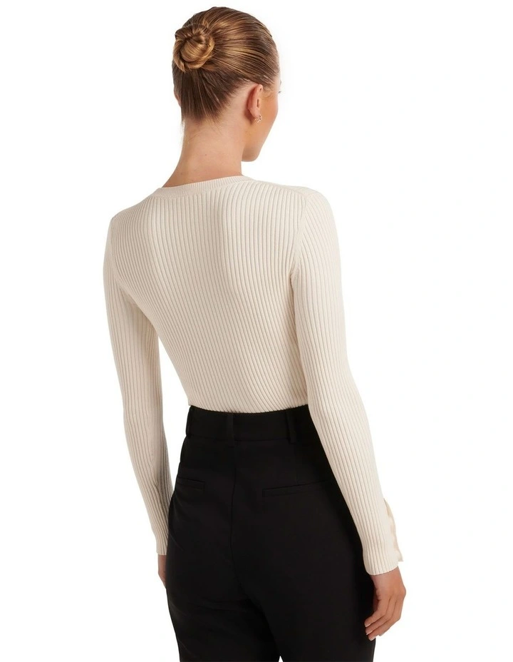 Sienna Layering Rib Knit Top in Cream