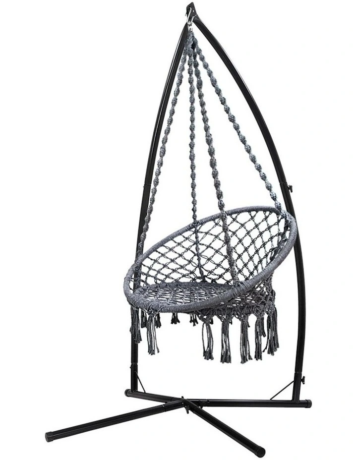 Hammock Swinging Chair with Steel Stand in Grey