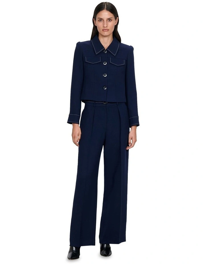 Double Weave Cropped Jacket in Blue