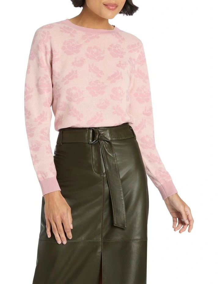 Jalen Jacquard Knit Top in Pink Multi