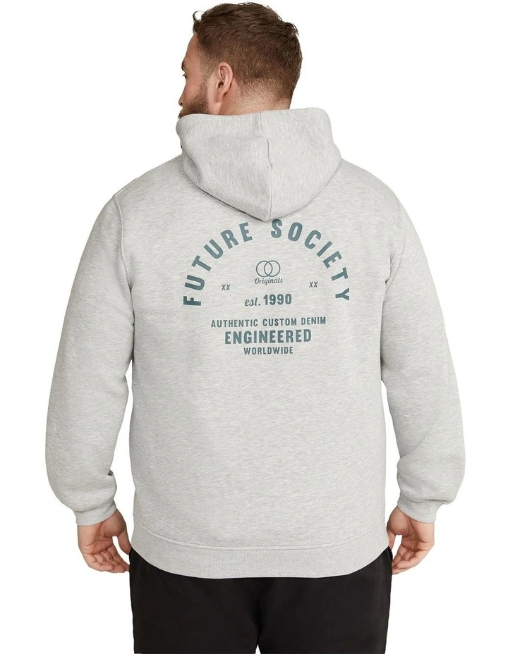 Future Society Print Hoodie in Grey Marle