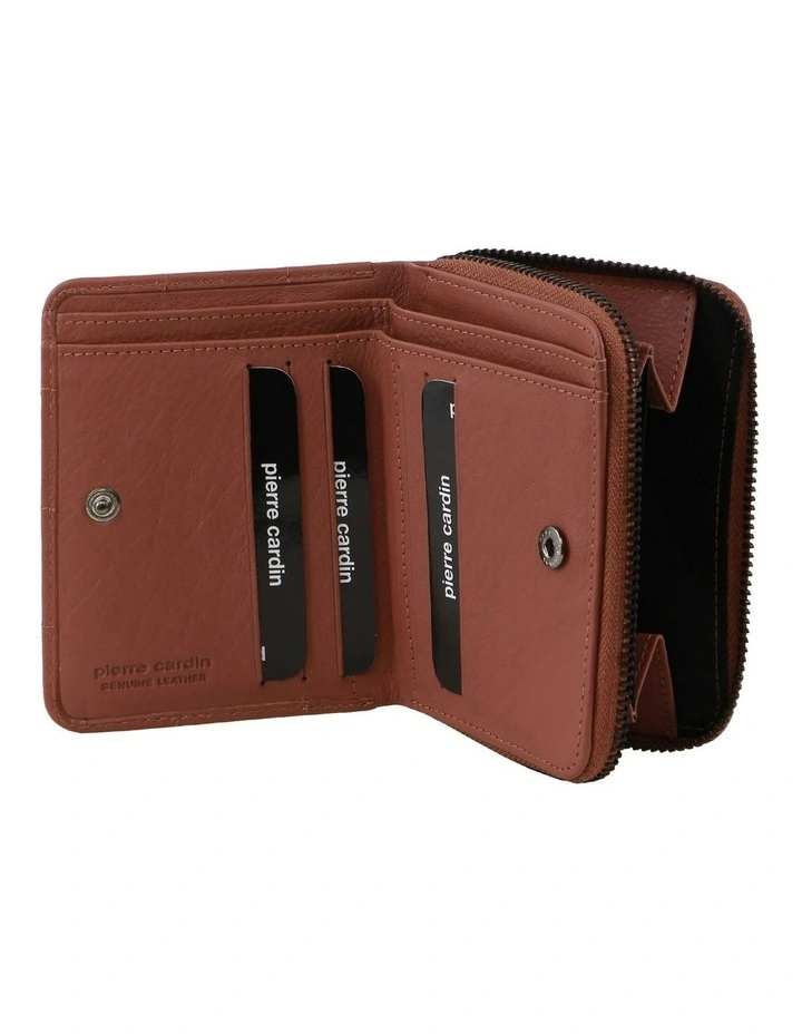 Italian Pleated Leather Press Stud Wallet in Rose