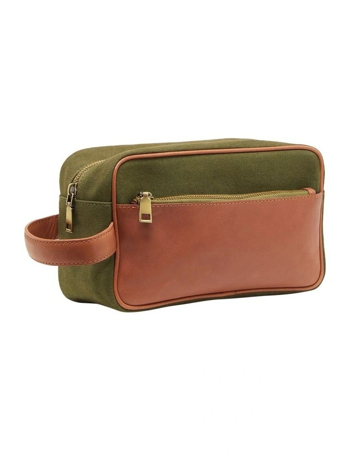 Billingham Washbag in Olive/Tan Leather