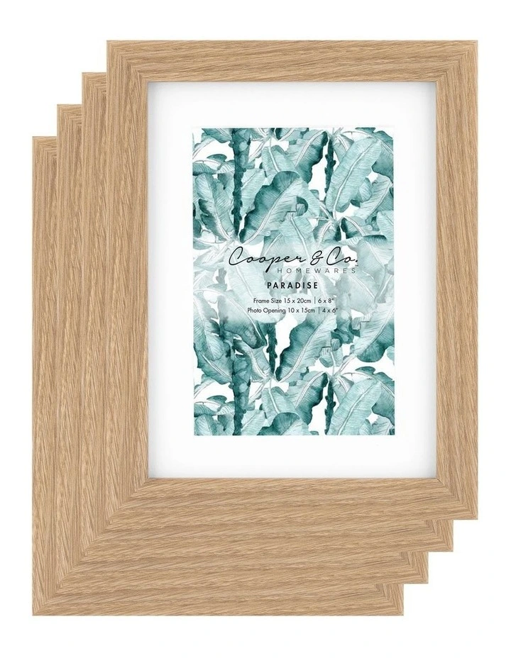 15x20cm Matt to 10x15cm Set Of 4 Photo Frames in Oak