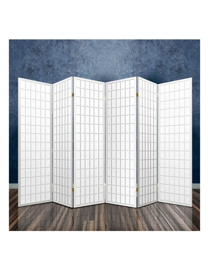 6 Panel Room Divider Screen 261x179cm in White