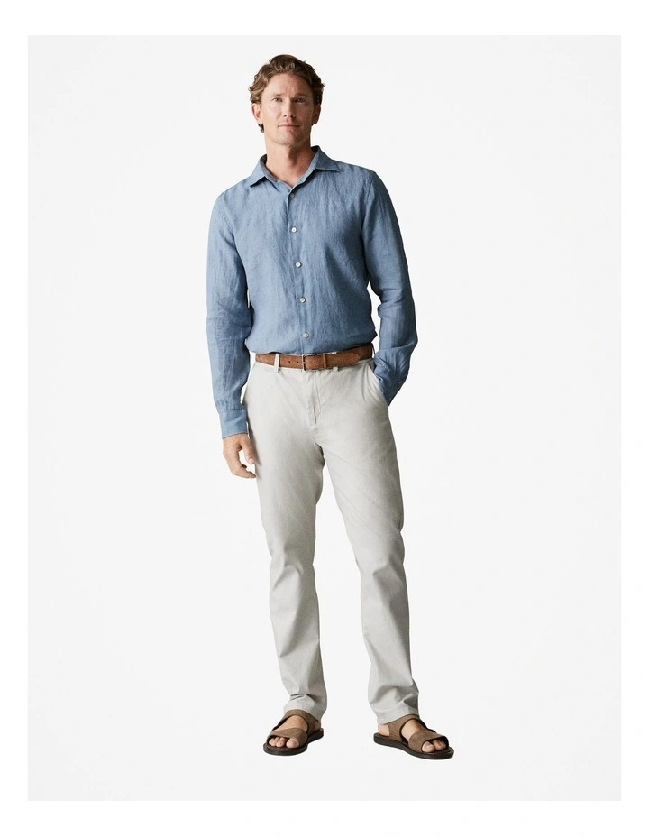 Regular Fit Cotton Dobby Chinos Pant in Light Grey