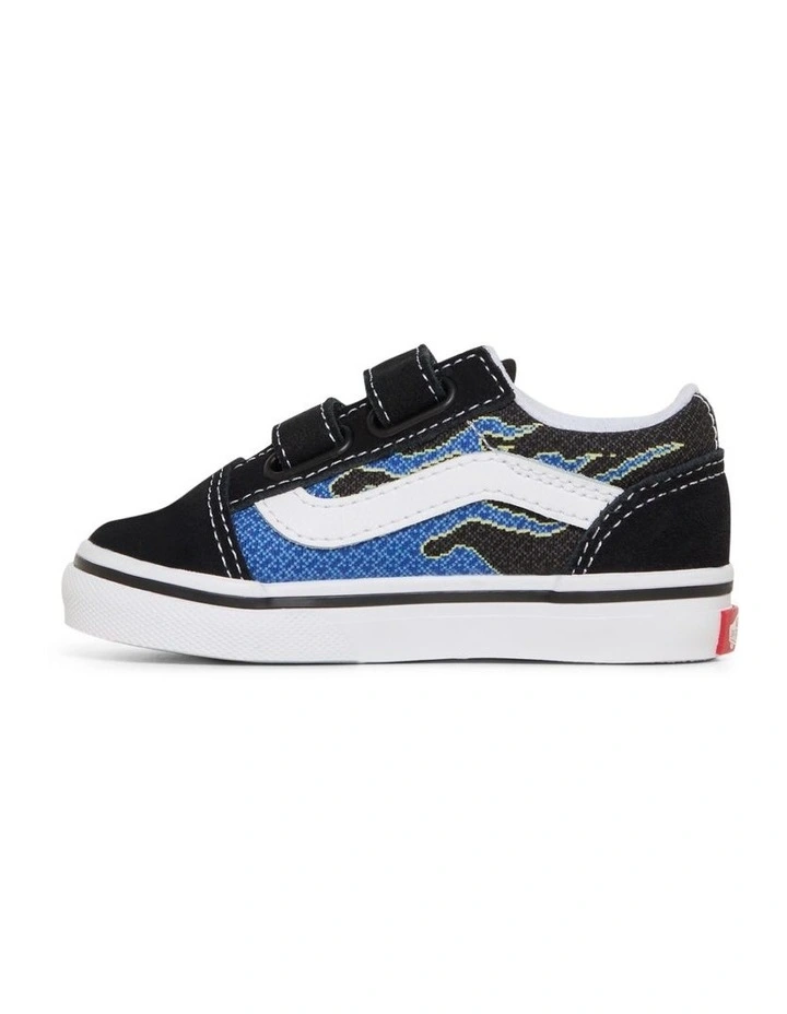 Old Skool V Pixel Flame Infant Sneakers in Black