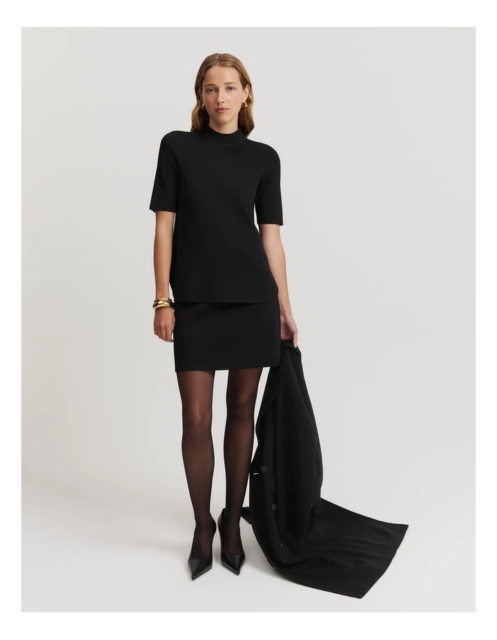 Compact Knit Zip Top in Black
