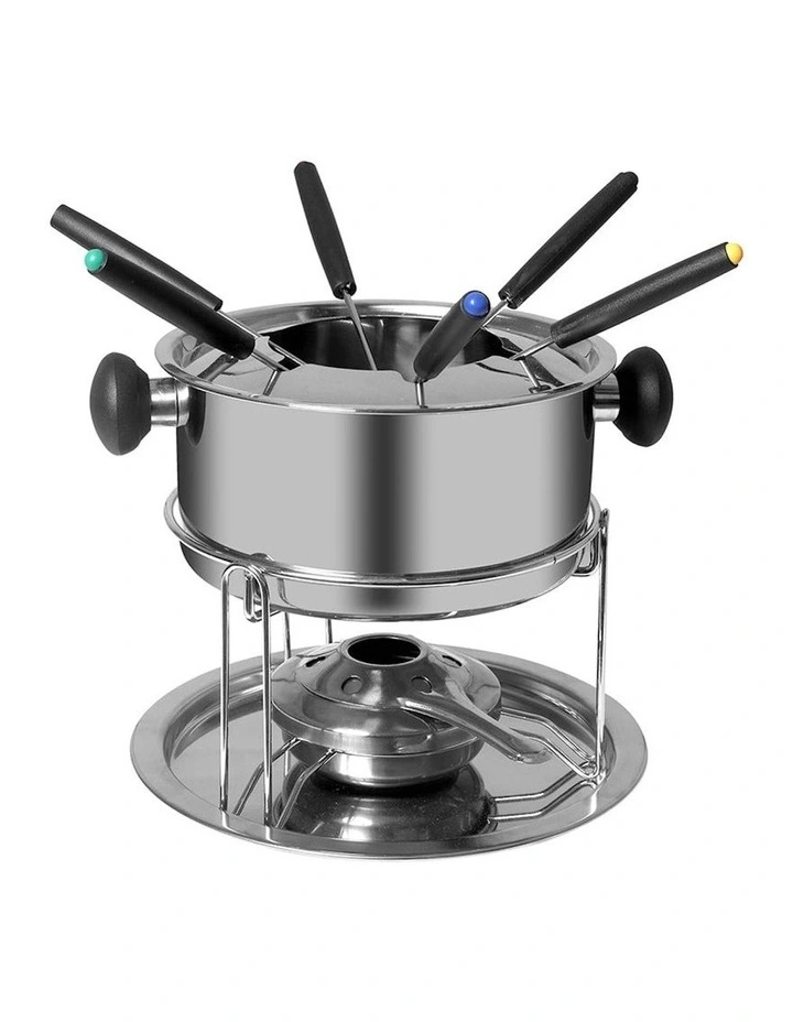 Stainless Steel Fondue Set 12-Pieces in Silver